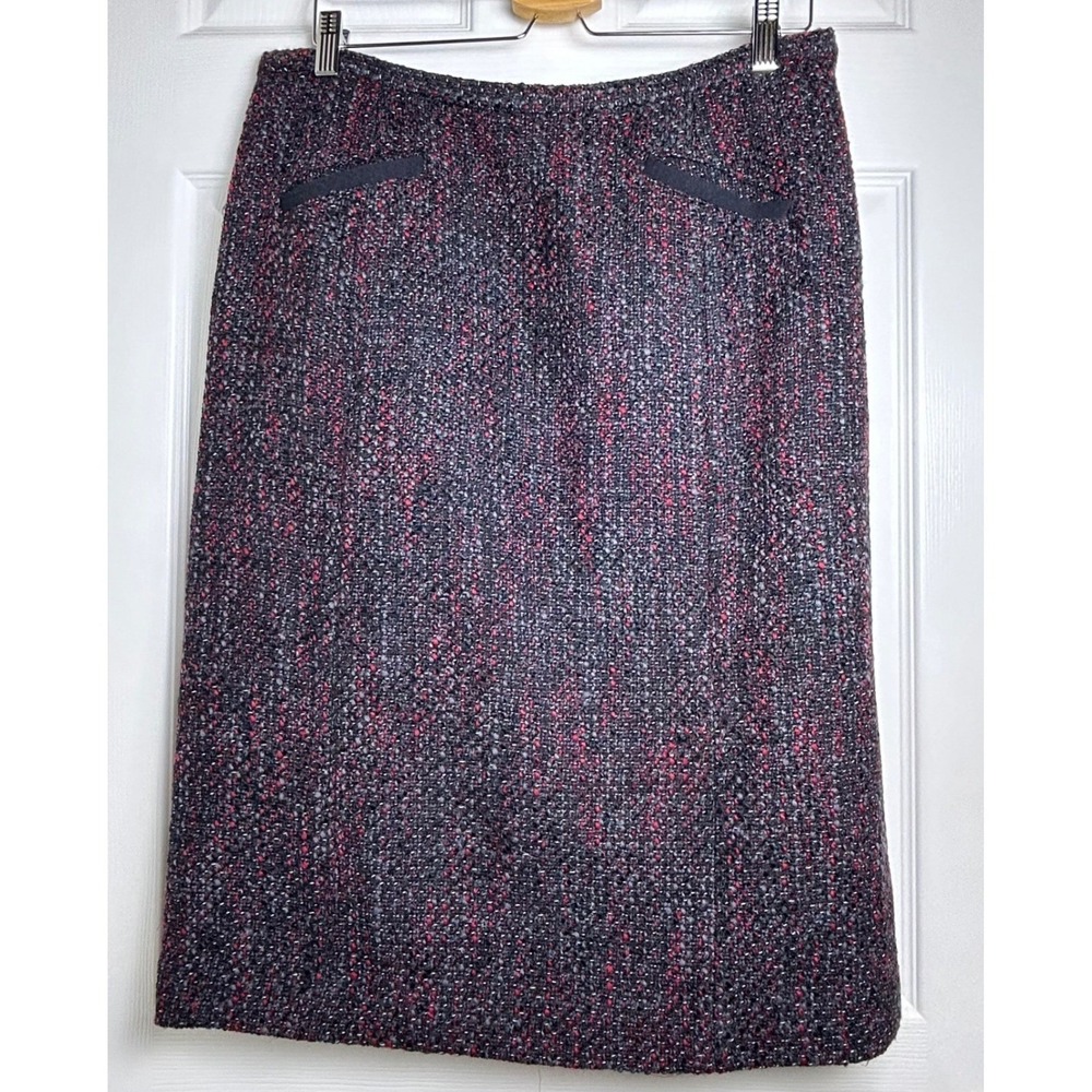 Pendleton Womens Gray Red Wool Blend Tweed Pencil Skirt Size 12 Knee Length